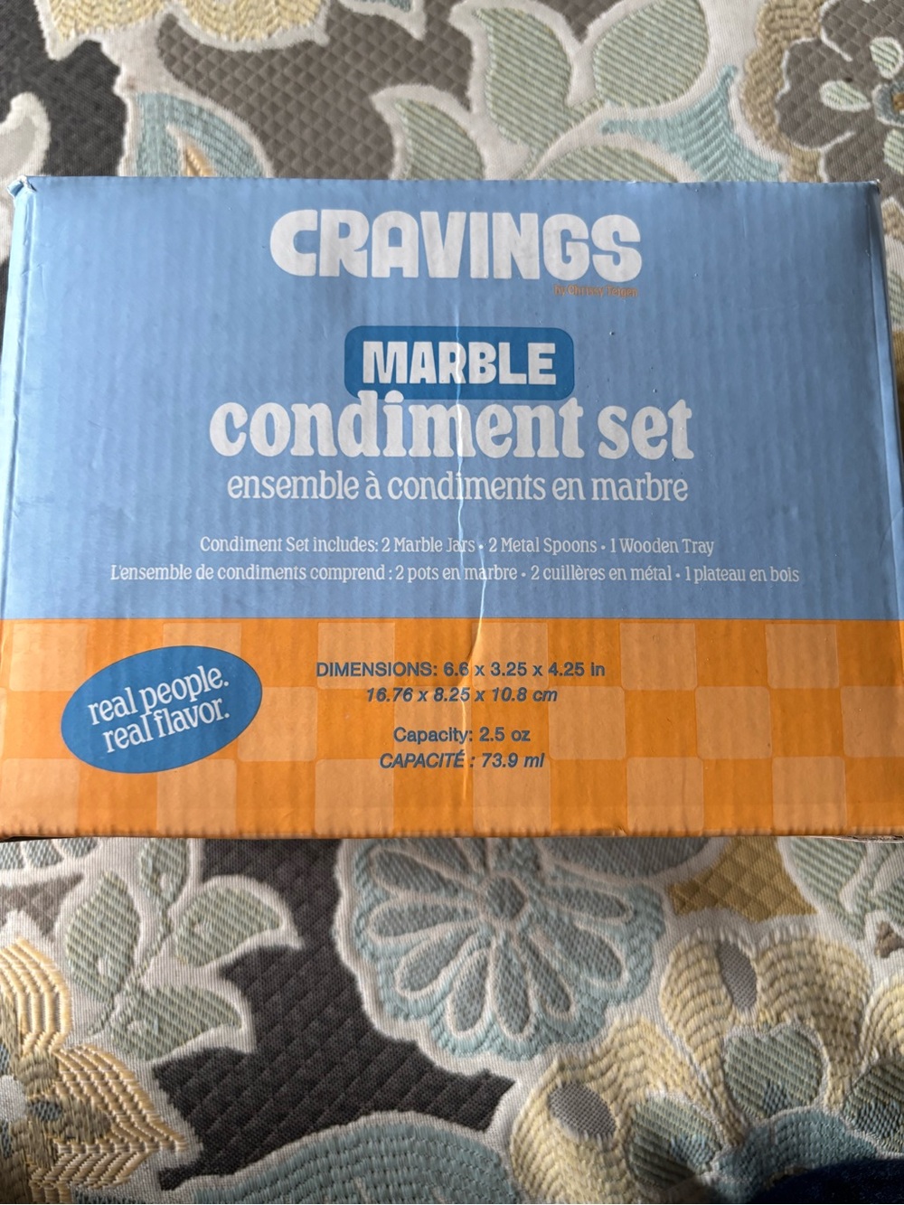 Cravings Marble Condiment Set in Blue and Orange